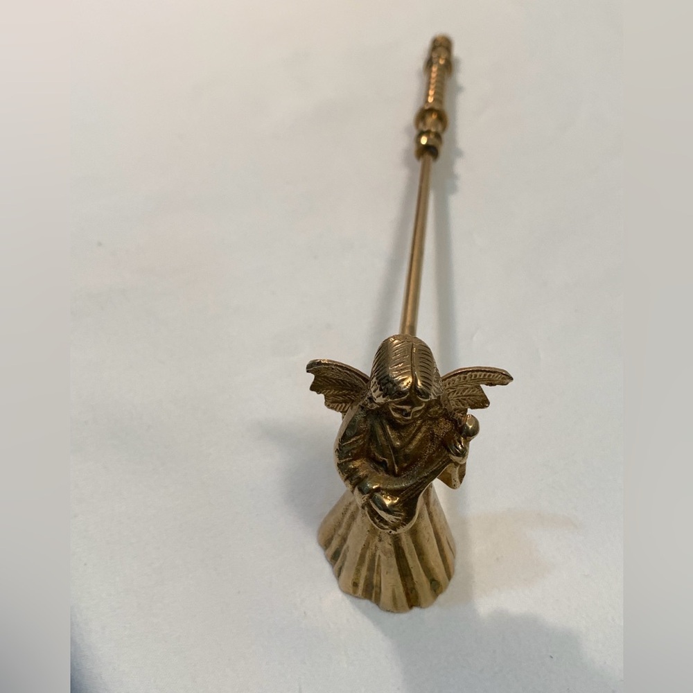 Vintage Brass Candle Snuffer JAINSON Angel Playing Violin 11"